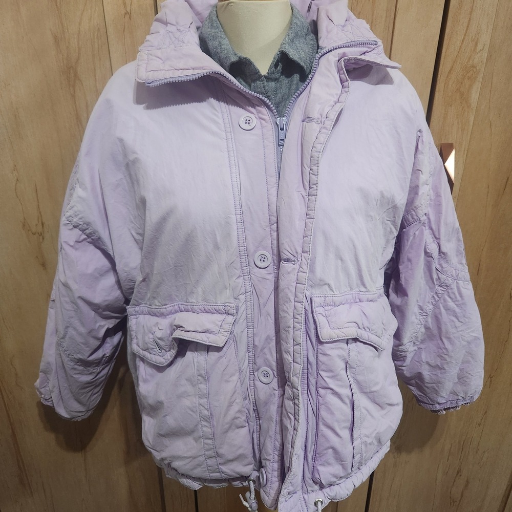 80sVintage Lavender Puffer Jacket Olympic Graphic‎ Lining Purple Winter Coat